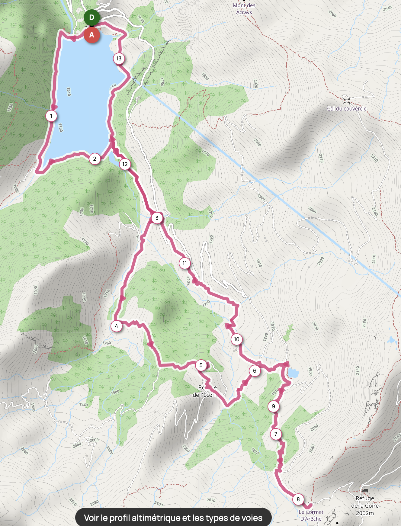 CORMET D'ARÊCHE DEPUIS LE BARRAGE SAINT GUÉRIN — carte