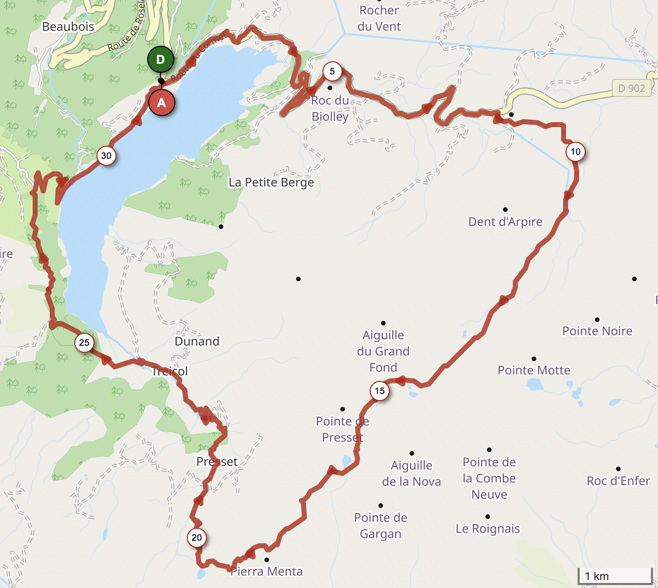 BOUCLE DU LAC DE ROSELEND — carte
