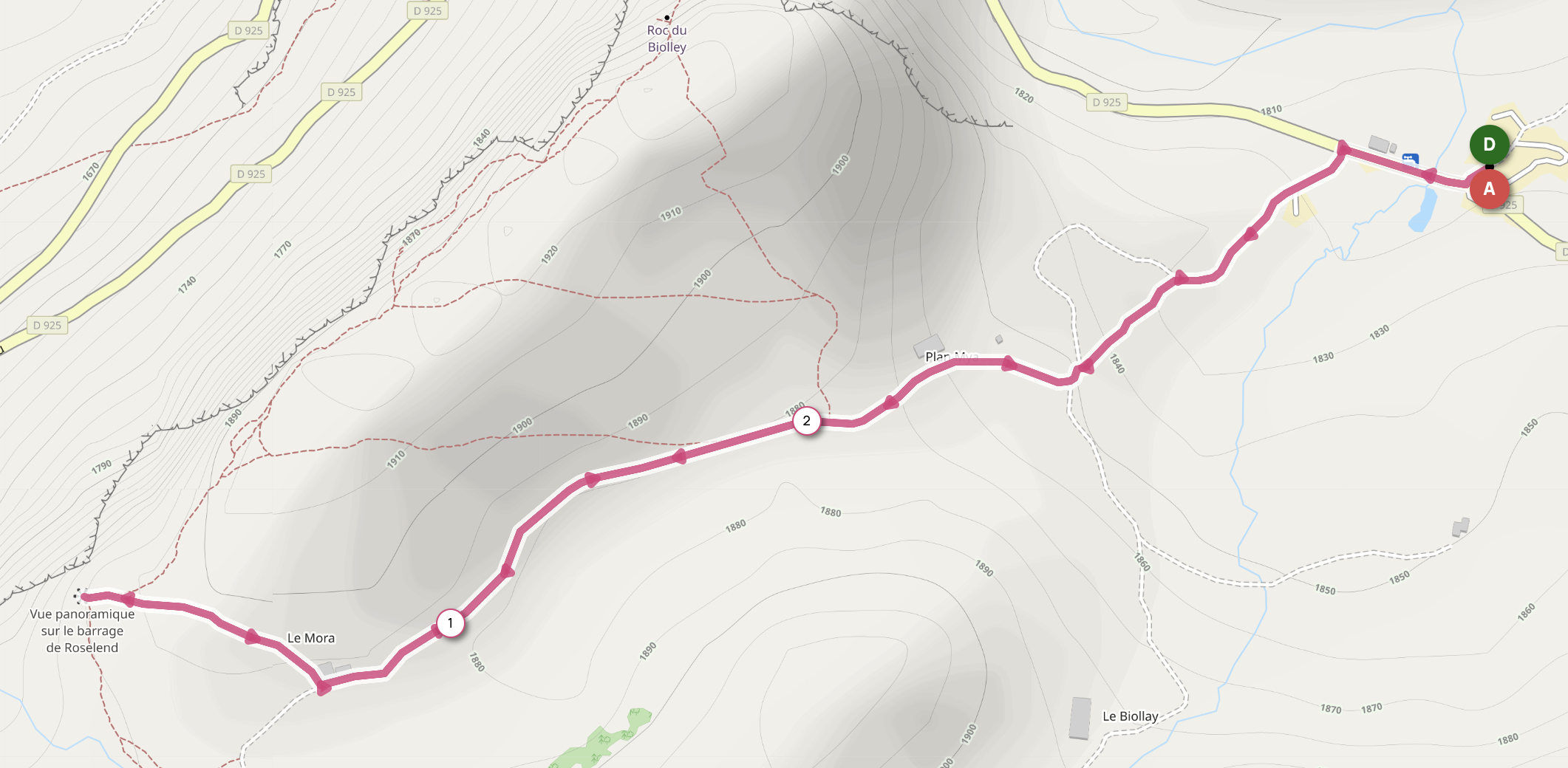 CABINE TÉLÉPHONIQUE DU LAC DE ROSELEND — carte