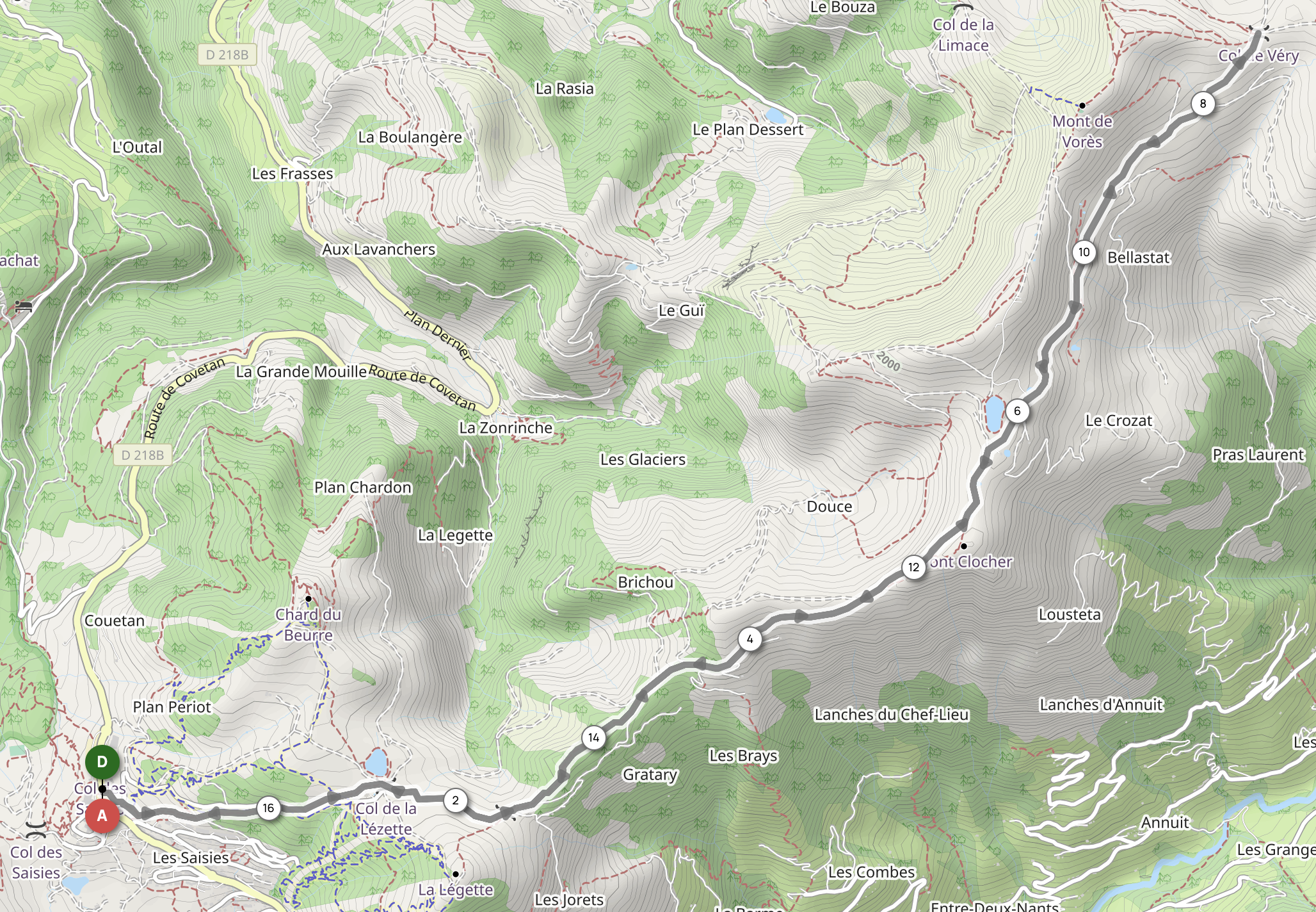 REFUGE DE LA CROIX DE PIERRE & COL DE VÉRY — carte