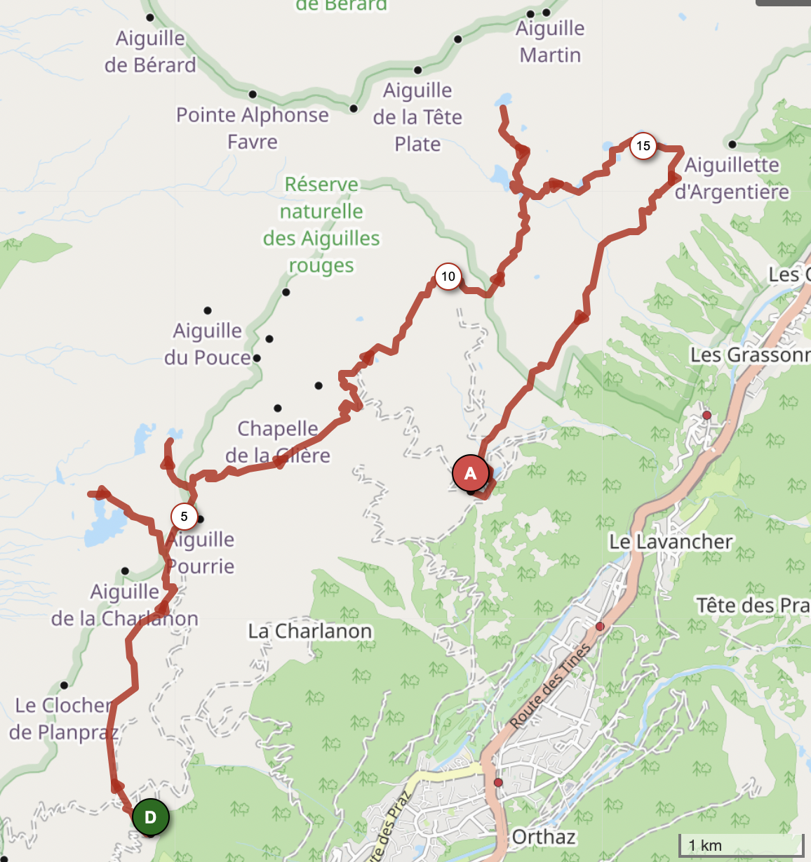 GRAND TOUR DES LACS DE CHAMONIX — carte