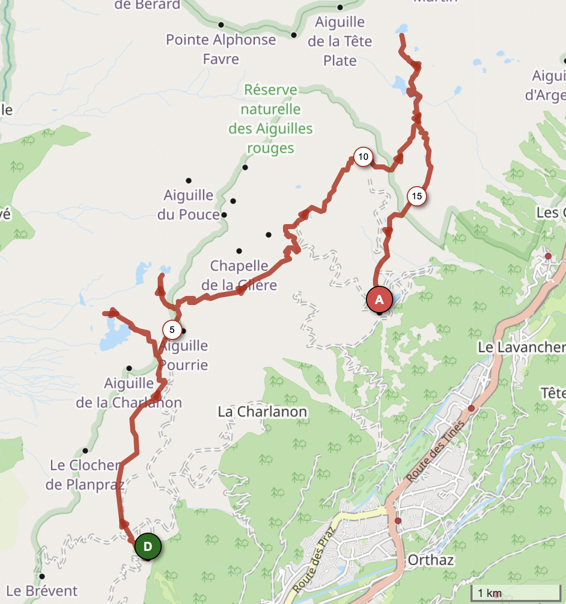 TOUR DES LACS DE CHAMONIX — carte