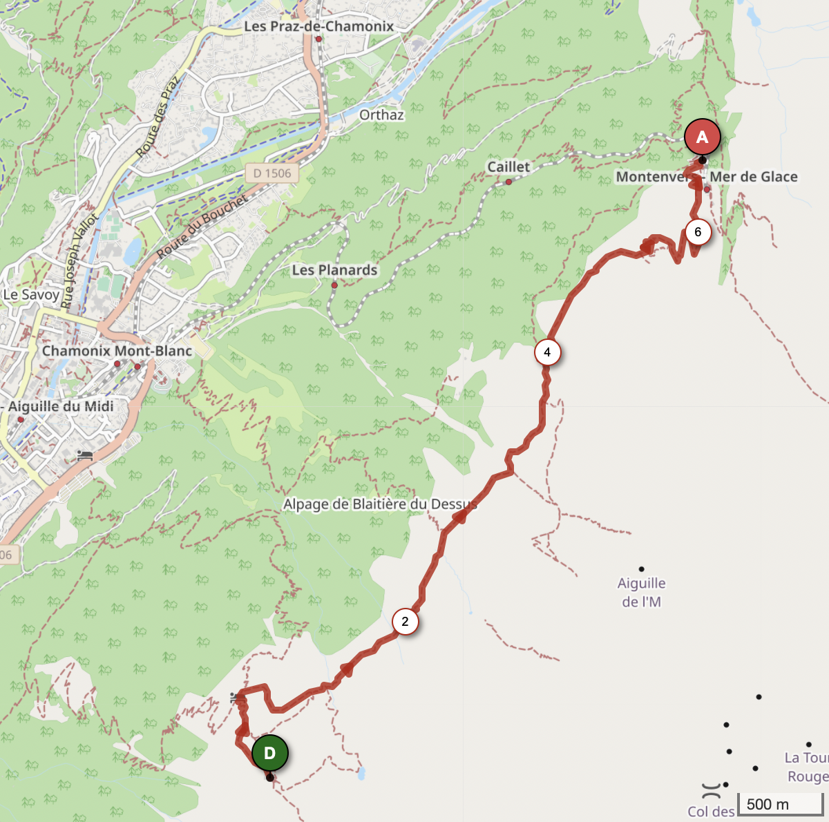PLAN DE L'AIGUILLE AU MONTENVERS — carte