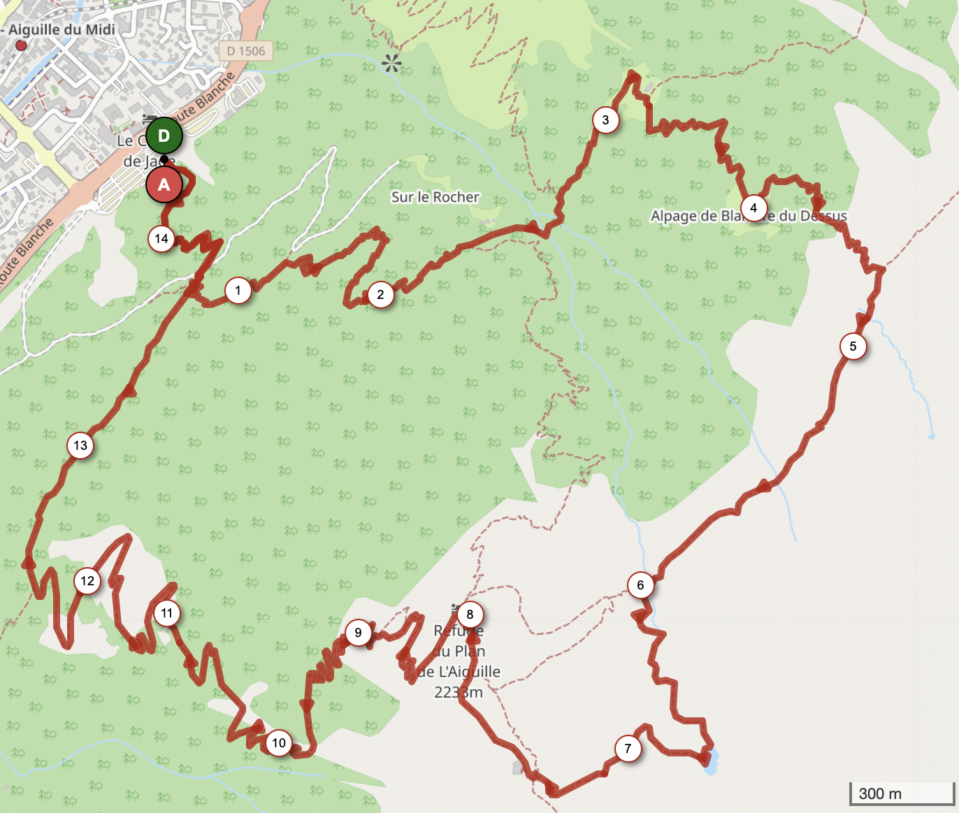 LAC BLEU - REFUGE PLAN DE L'AIGUILLE — carte