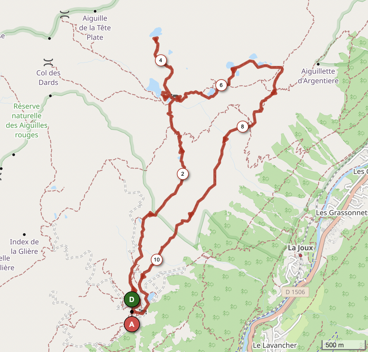 LAC BLANC, LACS DE CHESERYS ET TÊTE AU VENT — carte