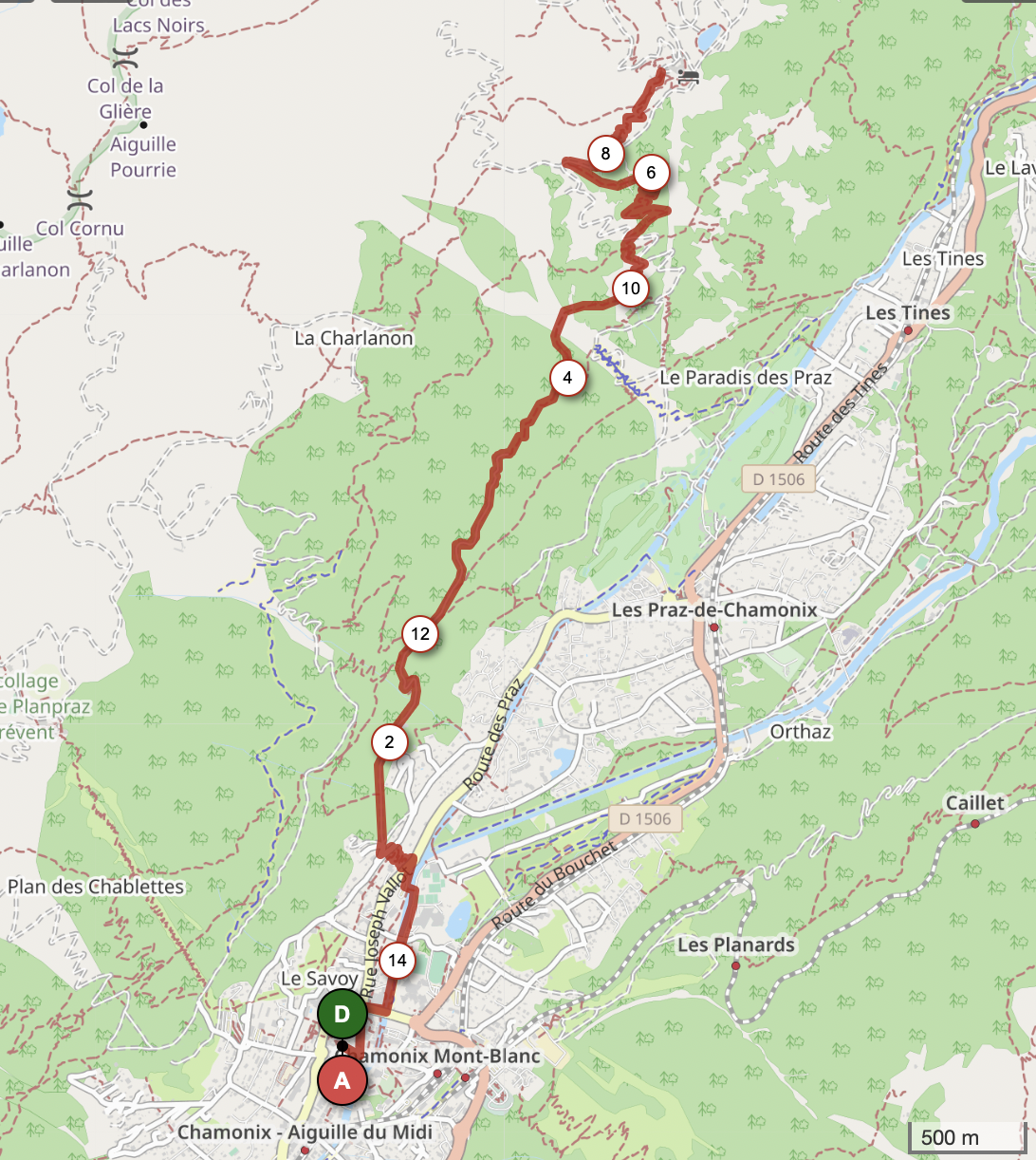 LA FLÉGÈRE DEPUIS CHAMONIX MIONT-BLANC — carte