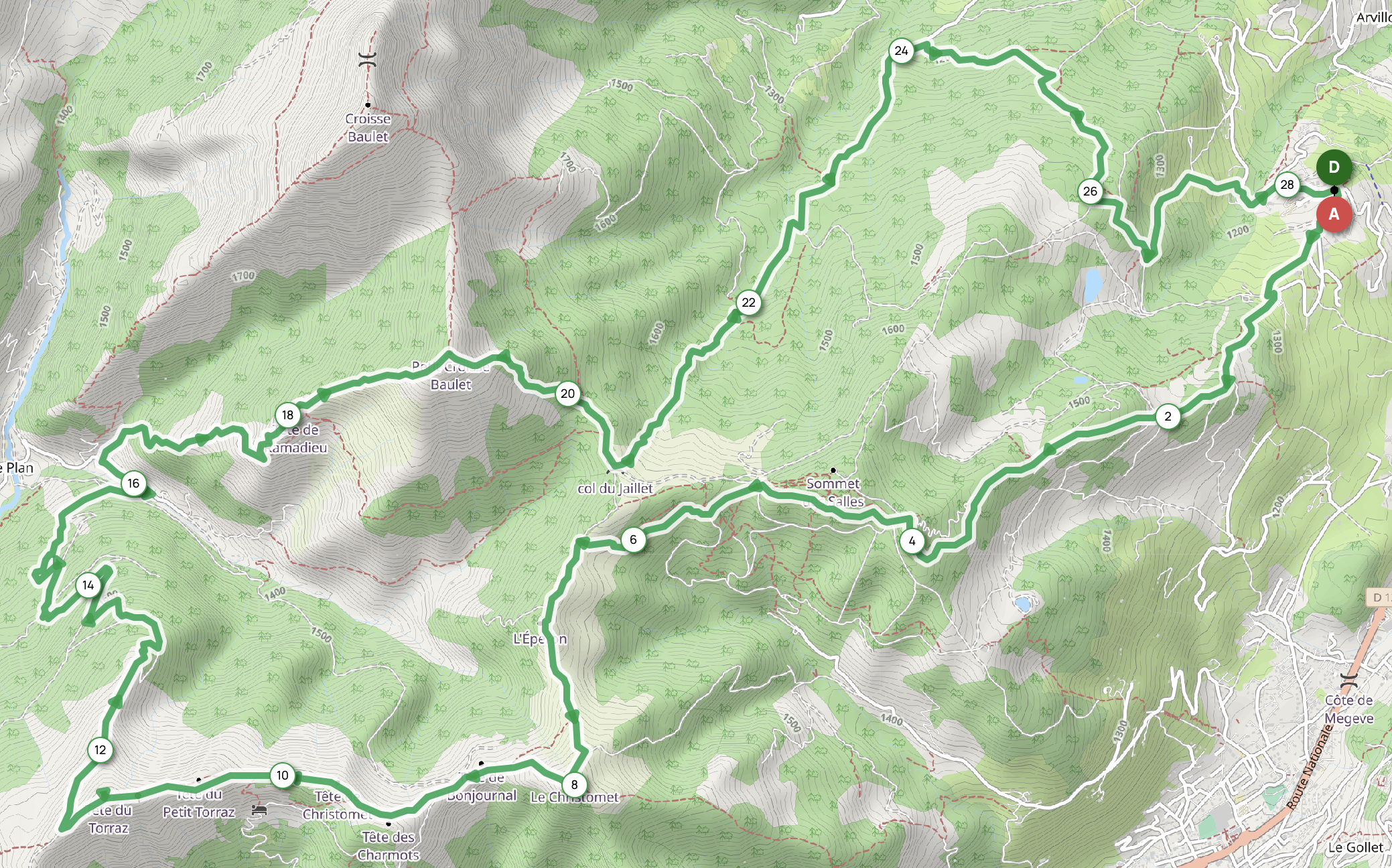 TOUR DES TËTES SUR LES HAUTEURS DE COMBLOUX — carte