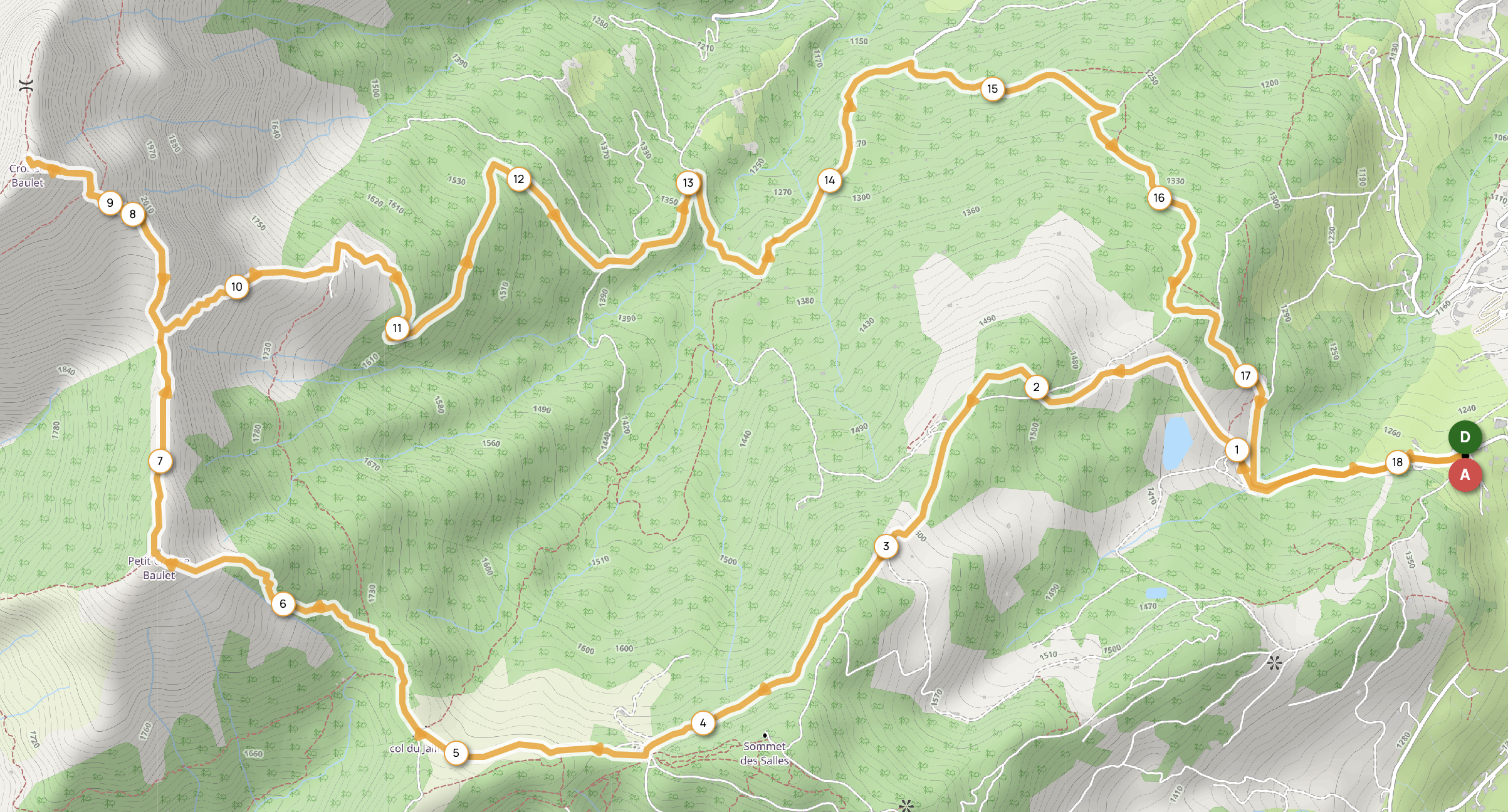 LES CROISSE BAULET DEPUIS COMBLOUX — carte