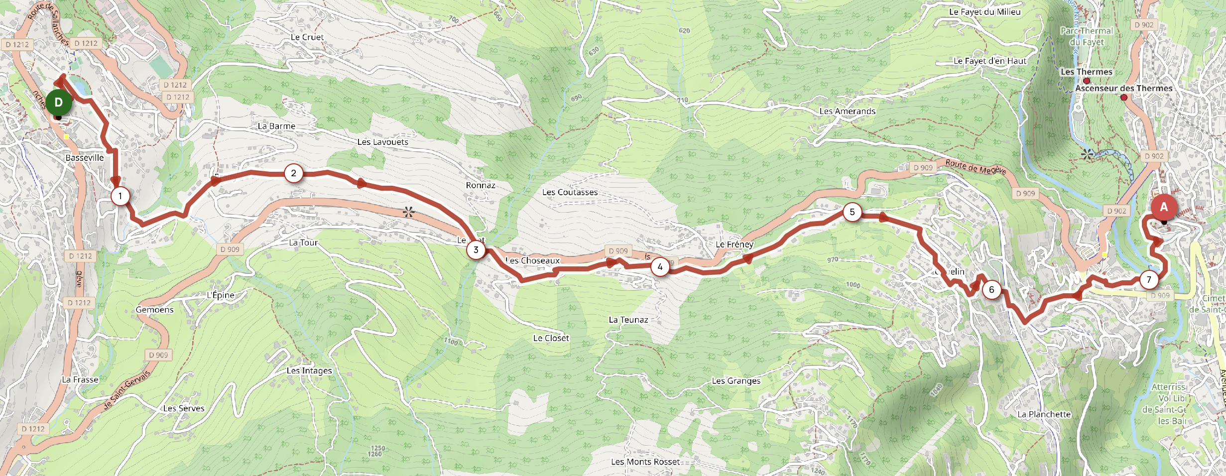 DE COMBLOUX À SAINT GERVAIS PAR LE SENTIER BAROQUE — carte