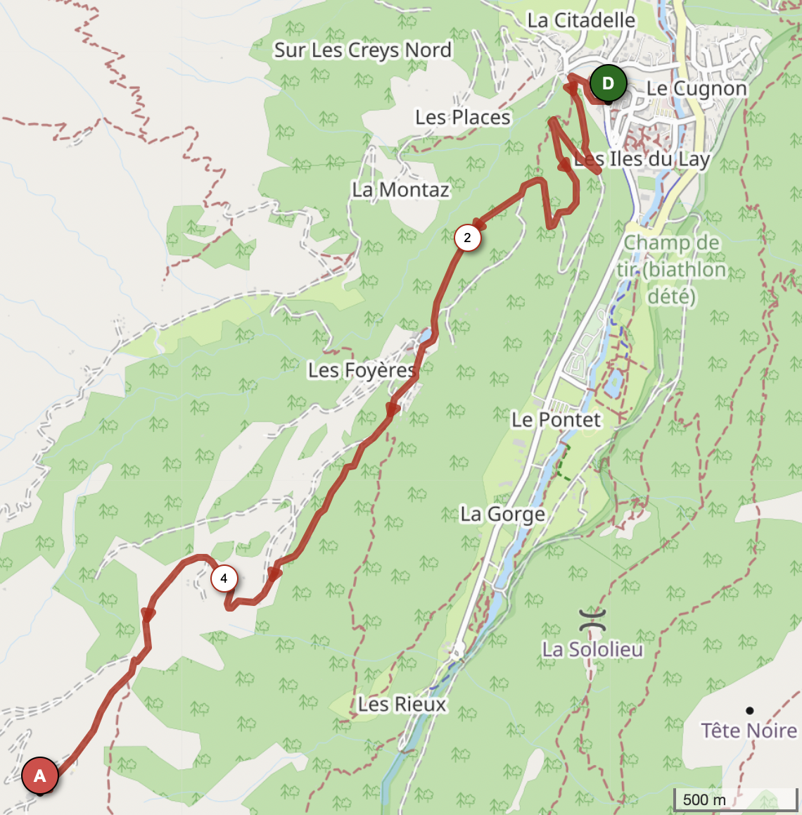 SIGNAL ET L'ÉTAPE DEPUIS LES CONTAMINES — carte