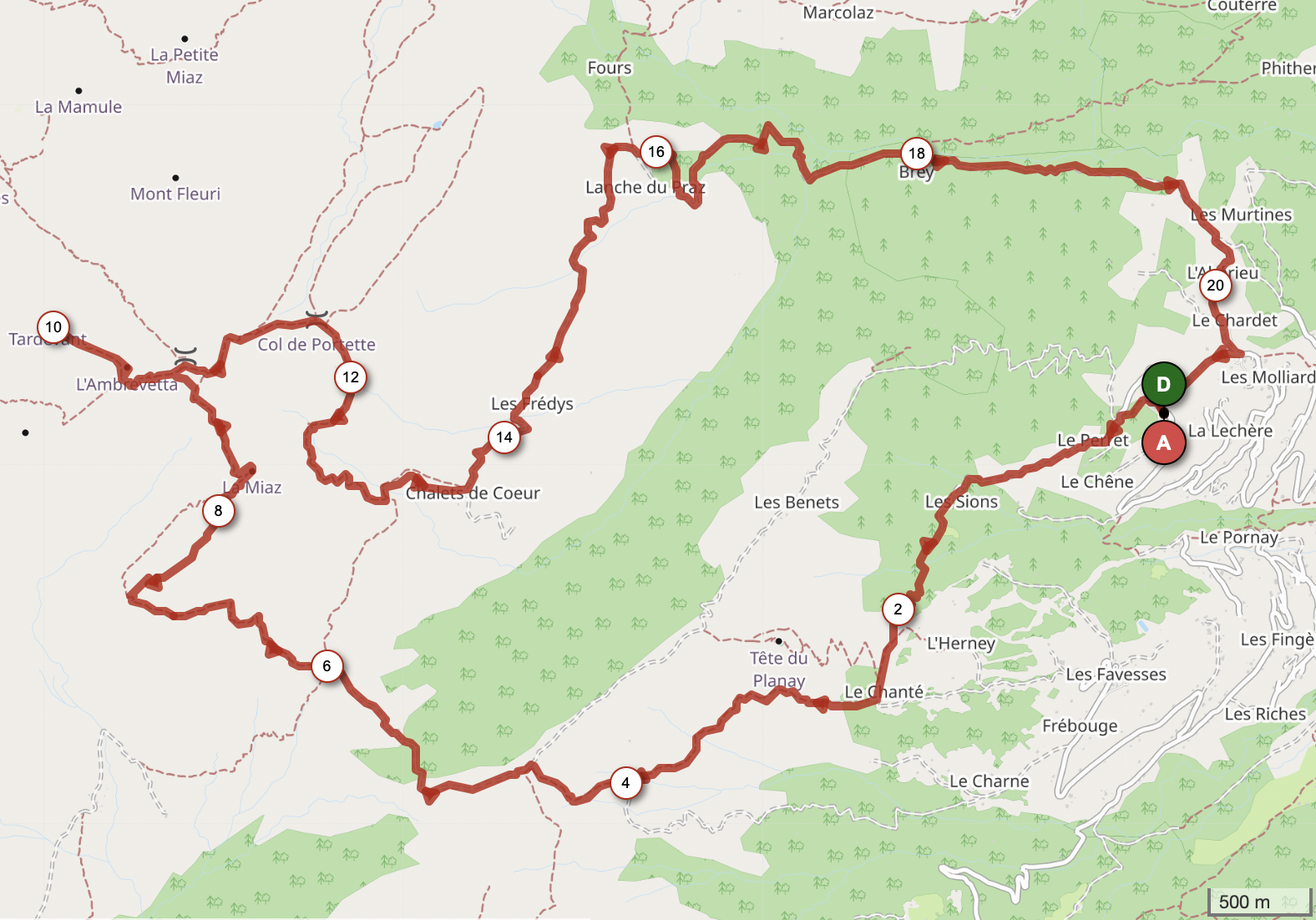 AMBREVETTA ET TARDEVANT DEPUIS CORDON — carte