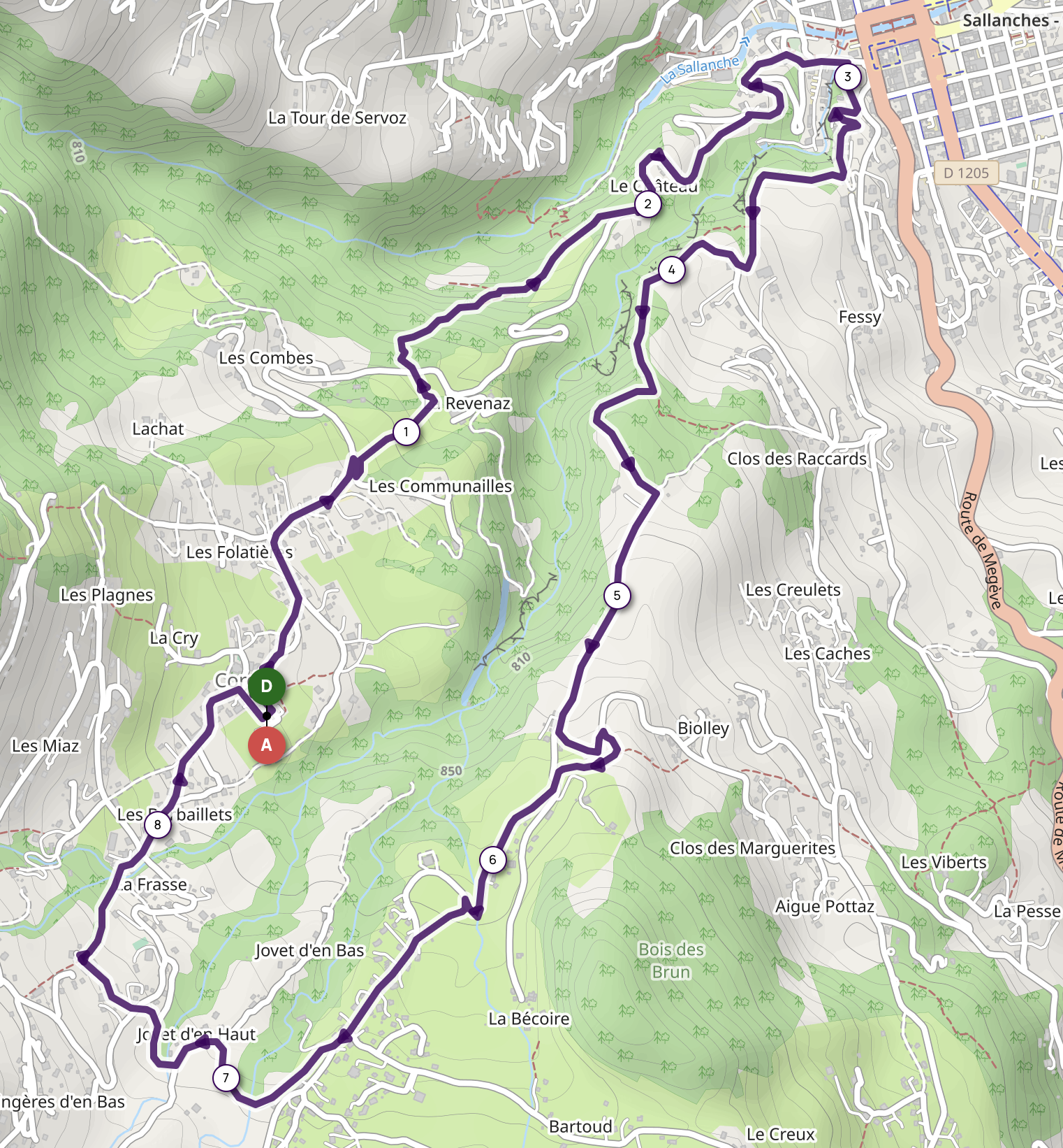 DE CORDON À SALLANCHES - AR — carte