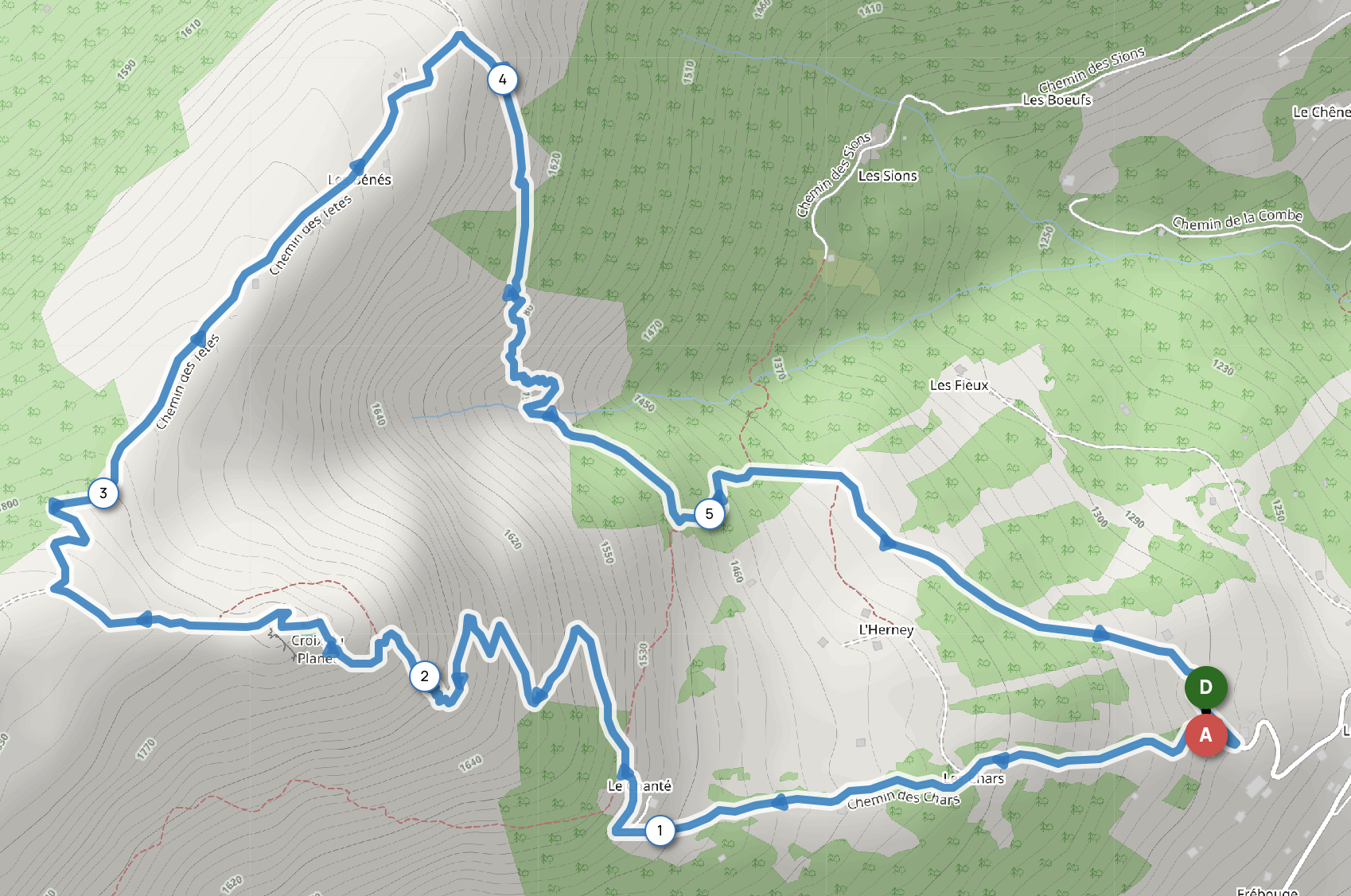 TÊTE DU PLANAY & PLATEAU DES BÉNÉS — carte