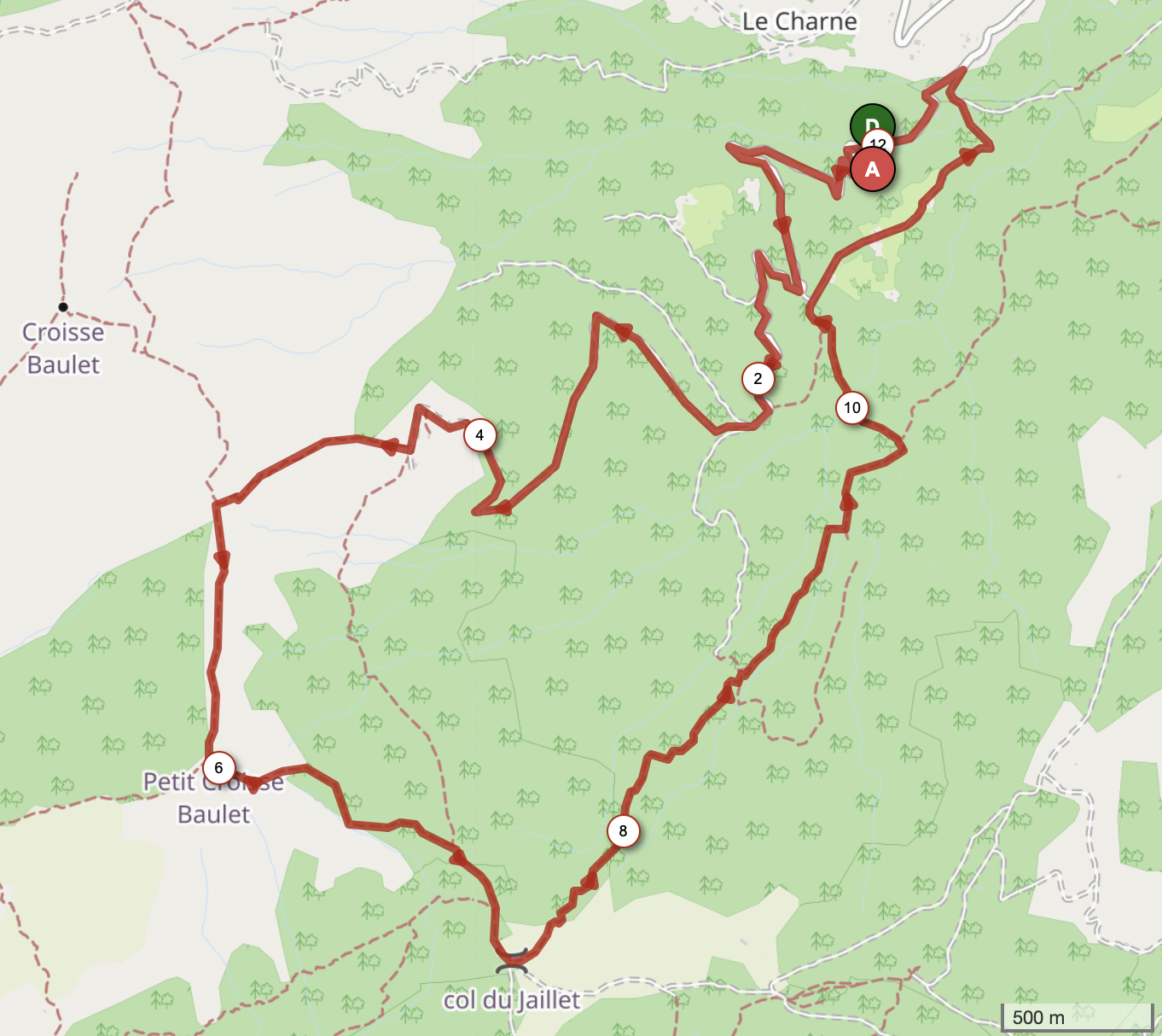 COL DU JAILLET & ALPAGE DE L'AVENAZ — carte