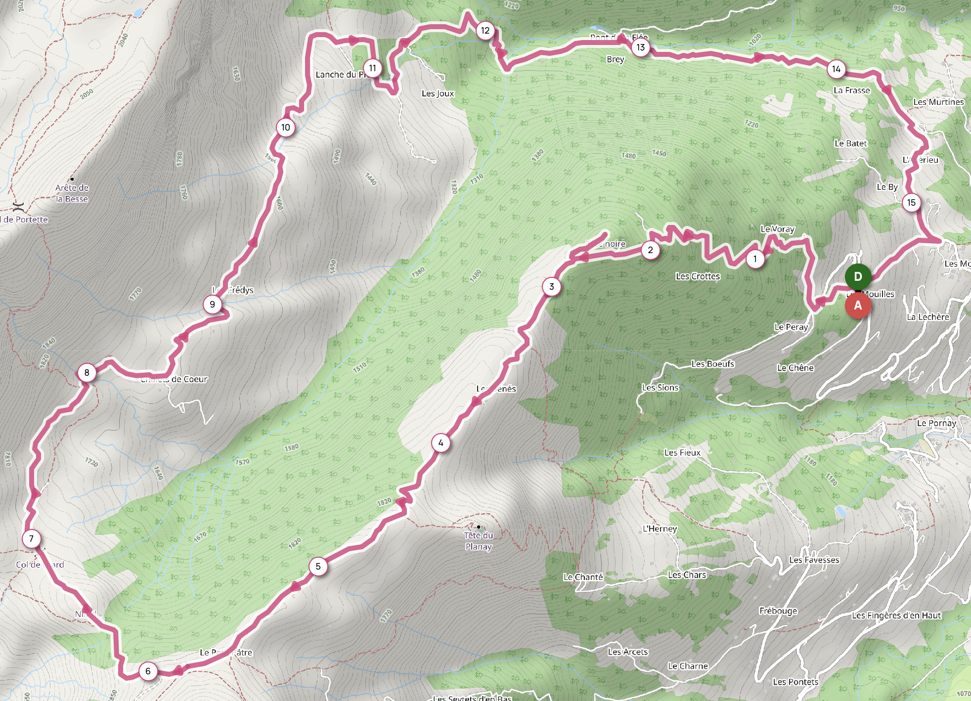 GRAND TOUR DE CORDON ET DE LA VALLEE DE CŒUR — carte