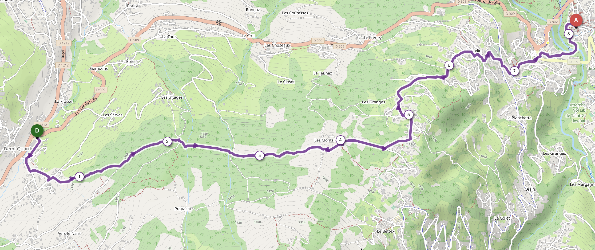 SAINT GERVAIS PAR LES MONTS ROSSET — carte