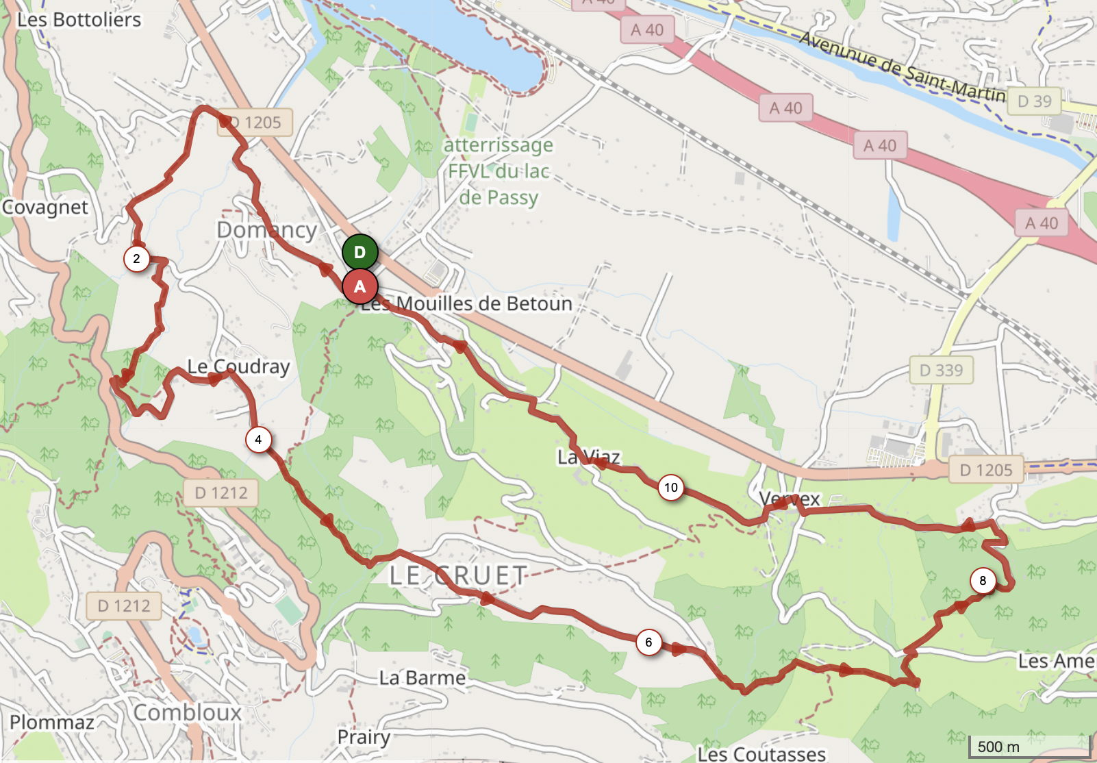 RONDE DE DOMANCY DEPUIS LA MAIRIE — carte