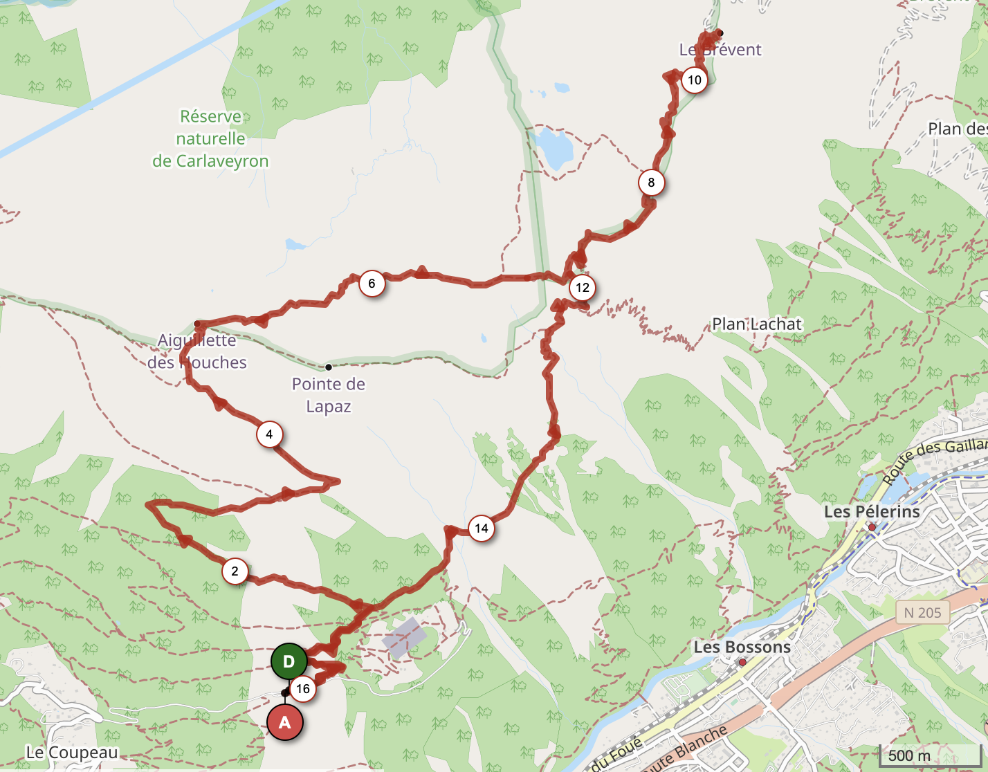 AIGUILLETTES DES HOUCHES ET BRÉVENT — carte