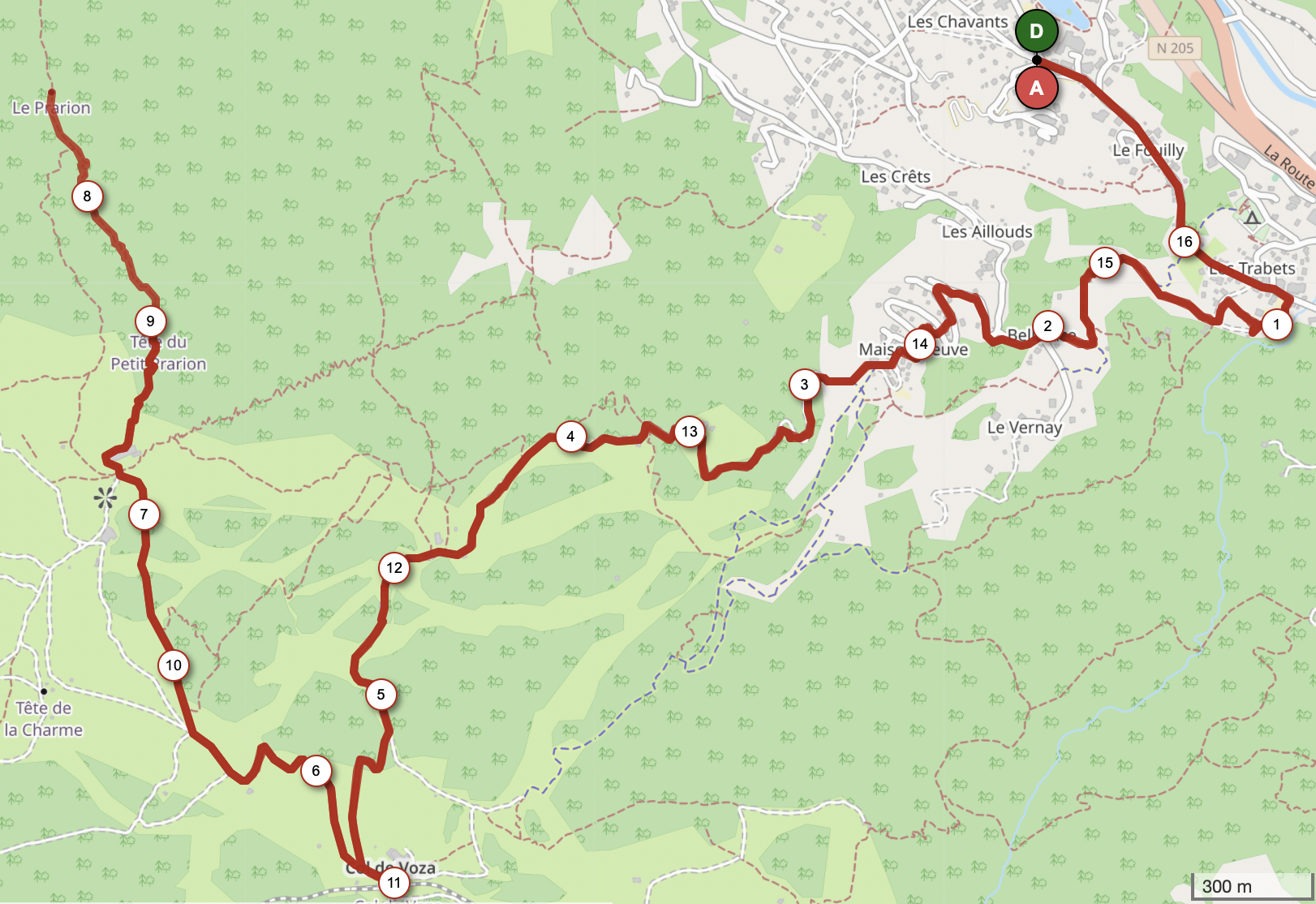 PRARION ET COL DE LA VOZA — carte