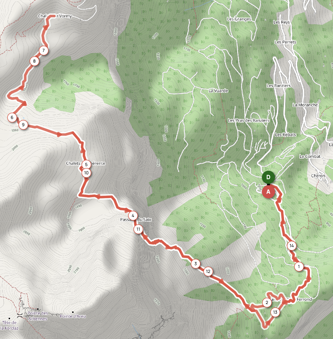 PASSAGE DU SAIX ET CHALETS DE VORMY — carte