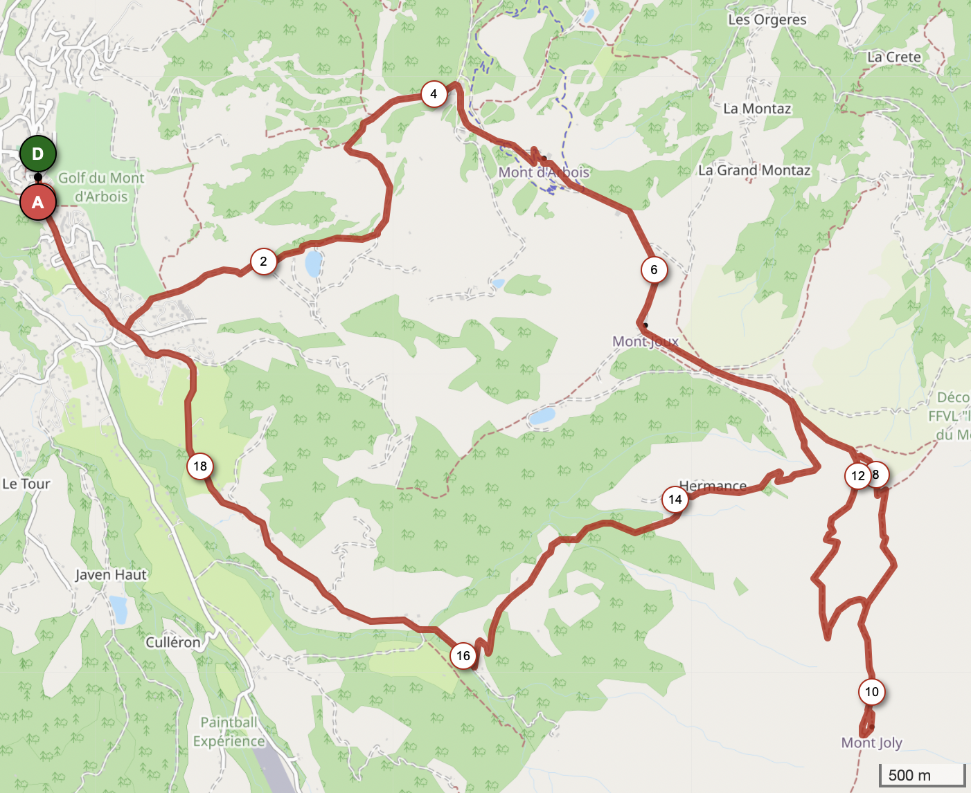 MONT JOLY - BOUCLES DES MONTS — carte