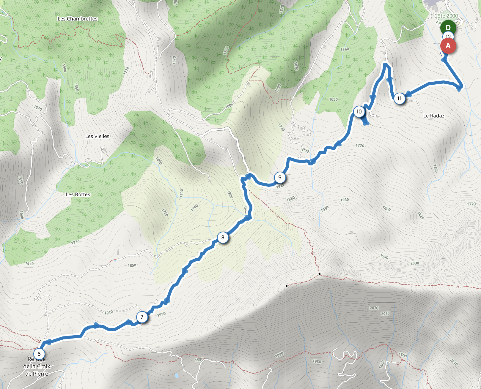 COL DE VÉRY & REFUGE DE LA CROIX DE PIERRE — carte