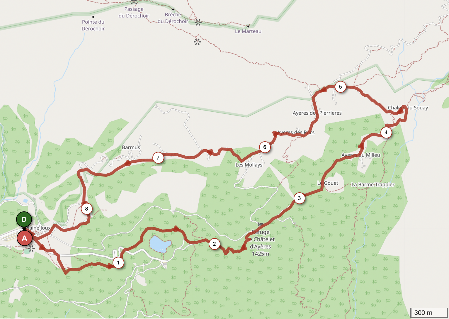 CHALETS DES AYÈRES ET LE LAC VERT — carte