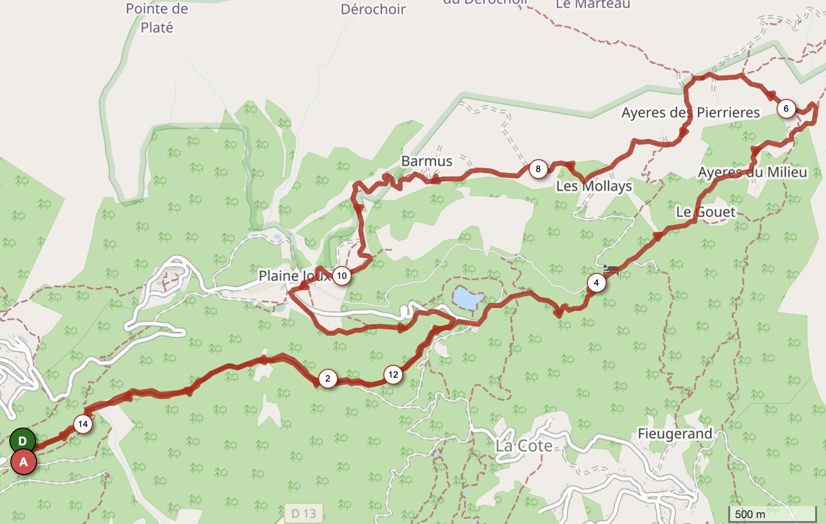 CHALETS DES AYÈRES PAR LE PONT SUSPENDU — carte