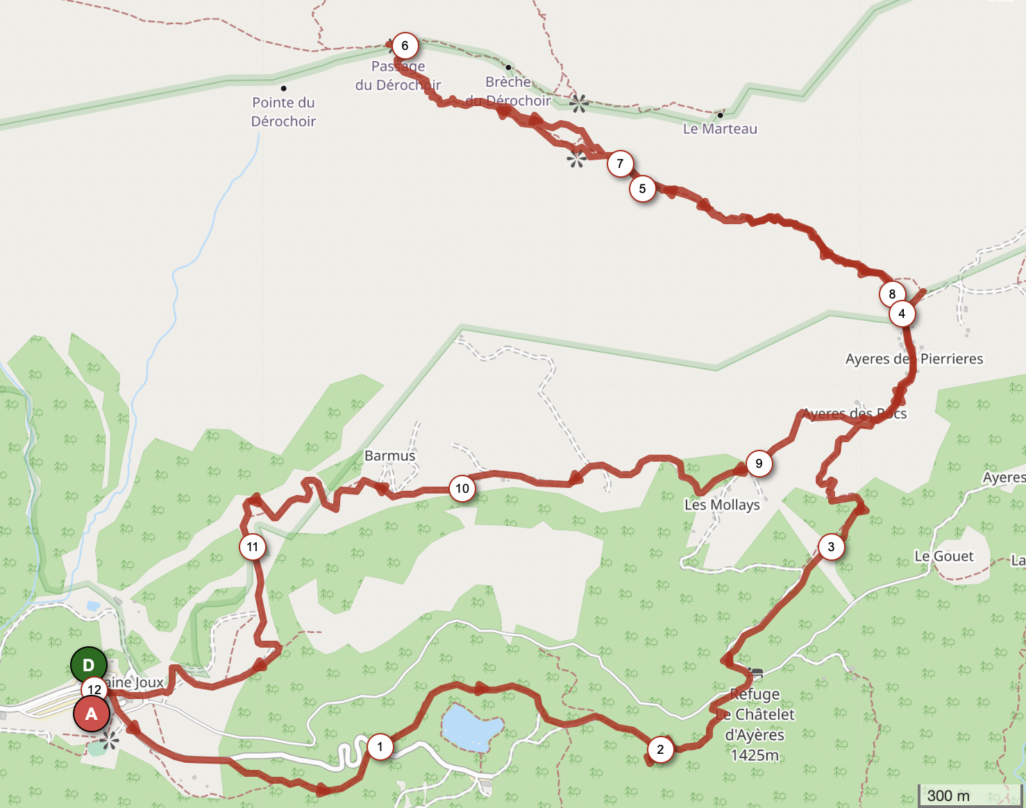 DÉROCHOIR PAR LES AYÈRES — carte