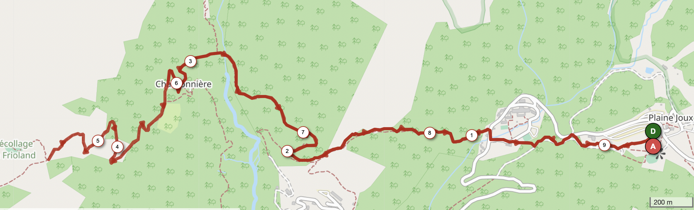 CHARBONNIÈRE ET FRIOLAND DEPUIS PLAINE JOUX — carte