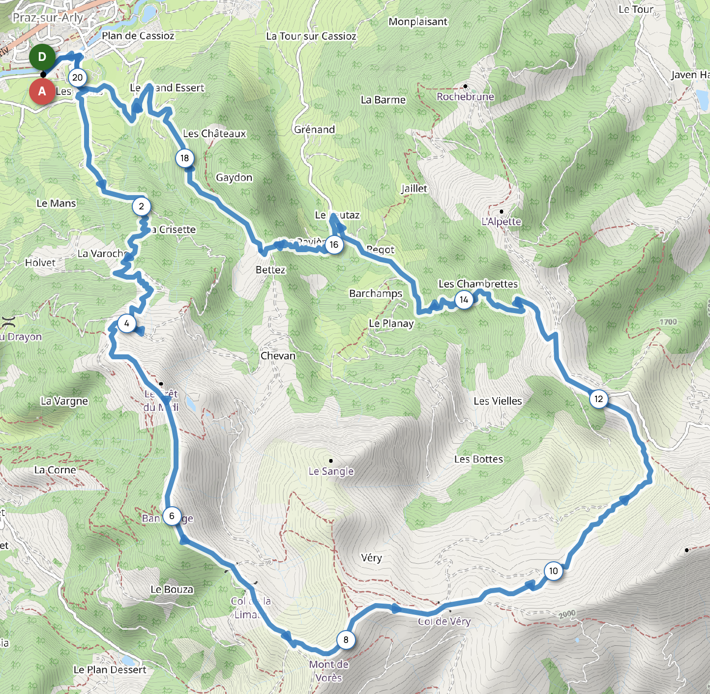 GRANDE BOUCLE DU MONT VORÈS — carte
