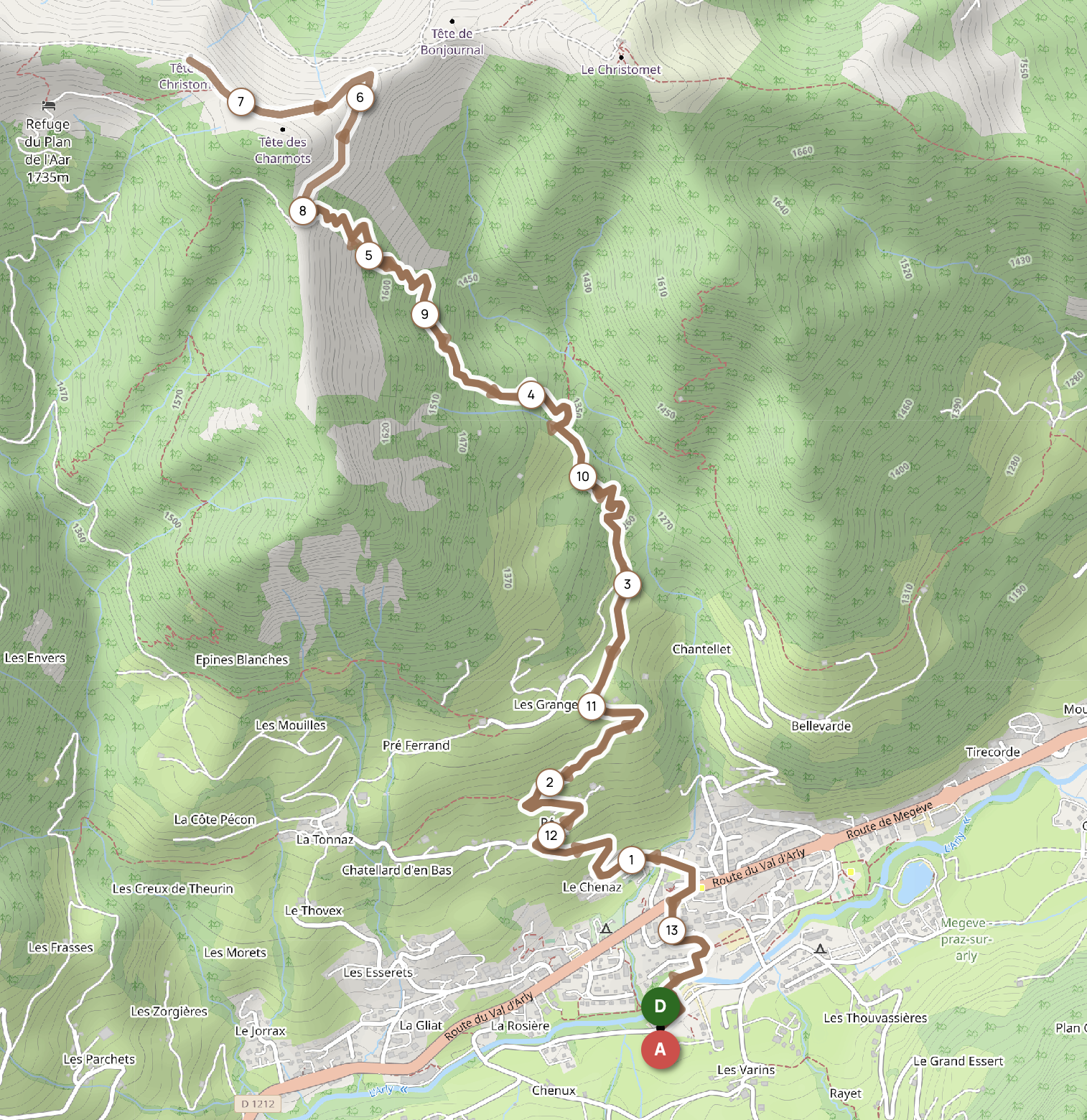 TÊTE DU CHRISTOMET DEPUIS PRAZ — carte