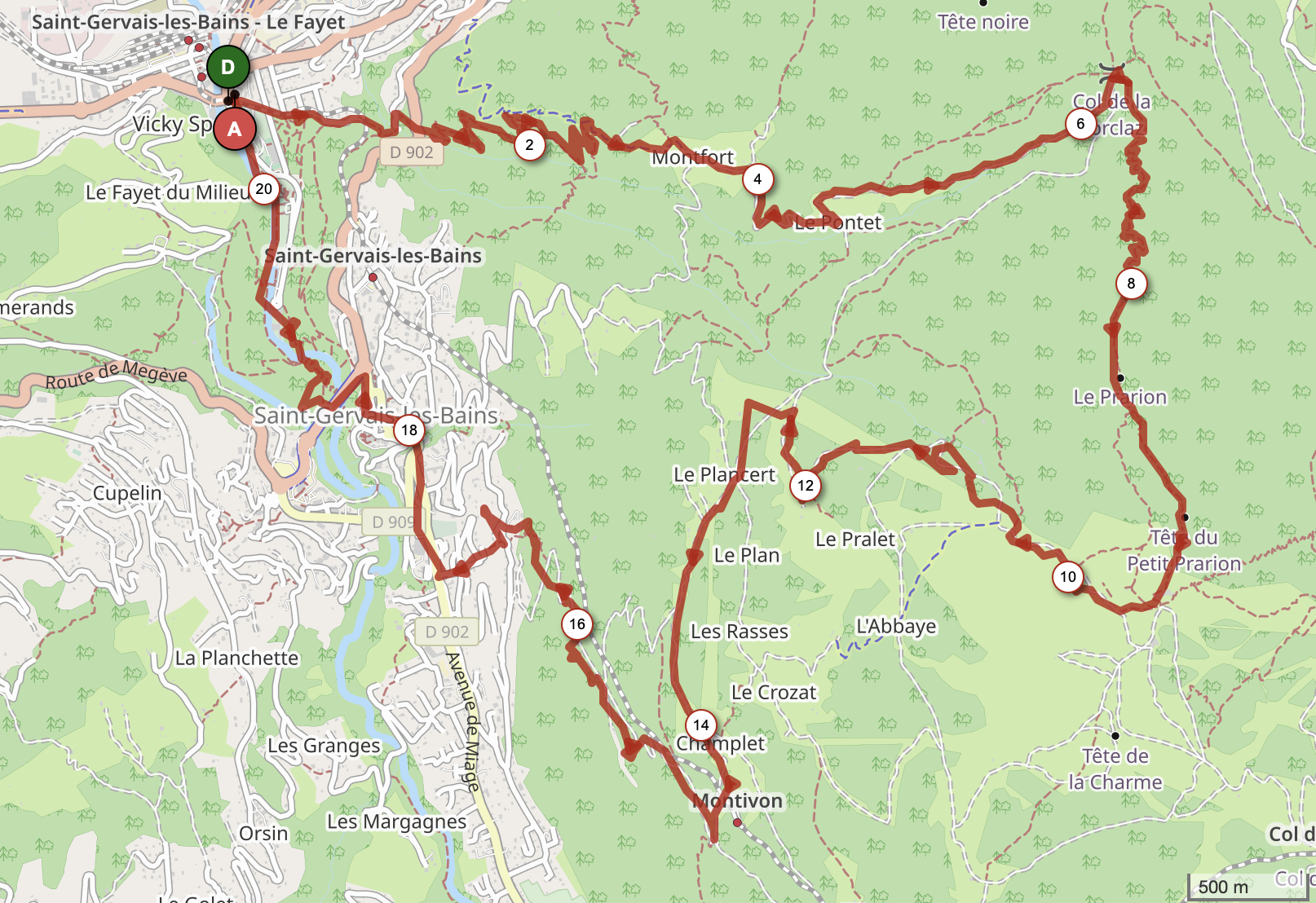 PRARION VIA MONTFORT ET MONTIVON — carte