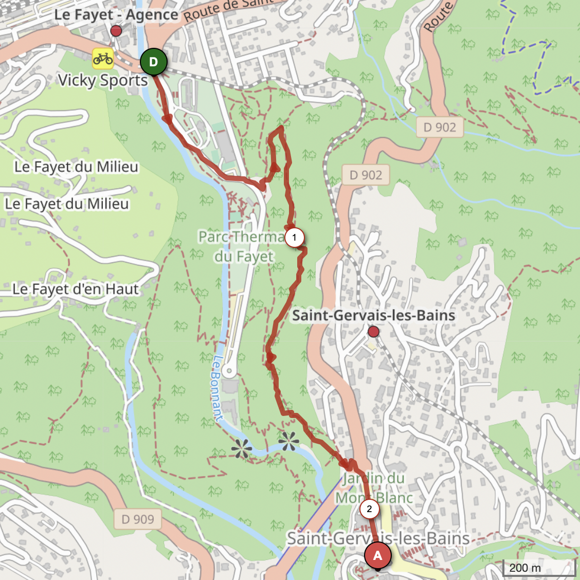 PARC THERMAL À SAINT GERVAIS LES BAINS - VOIE 1 — carte