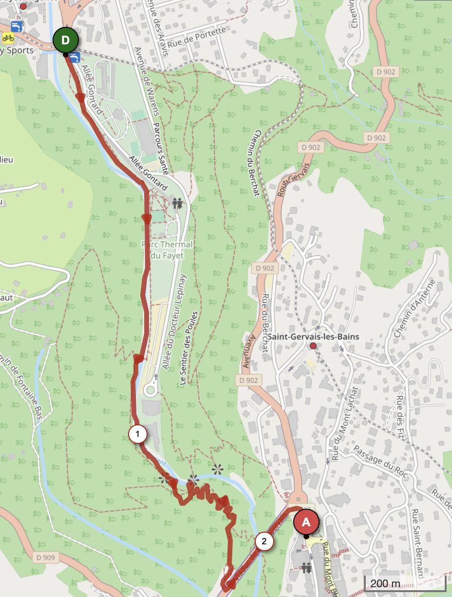 PARC THERMAL À SAINT GERVAIS LES BAINS - VOIE 2 — carte