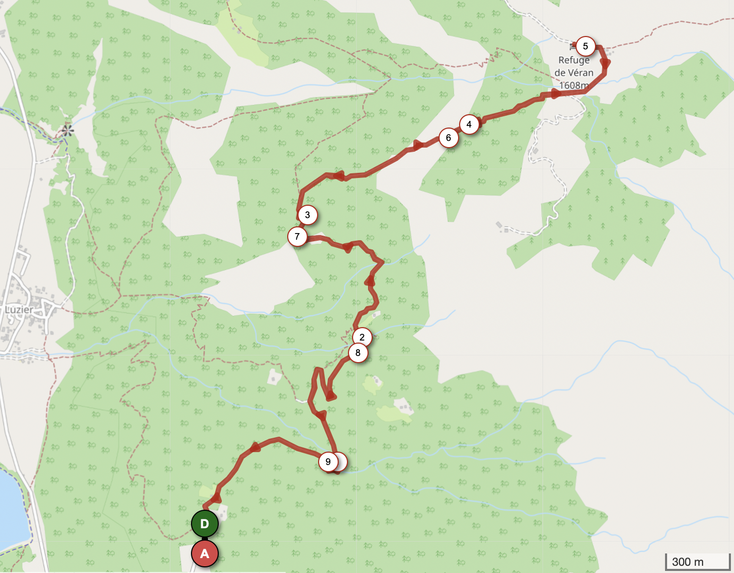 REFUGE DE VERAN DEPUIS LE GRAND ARVET — carte