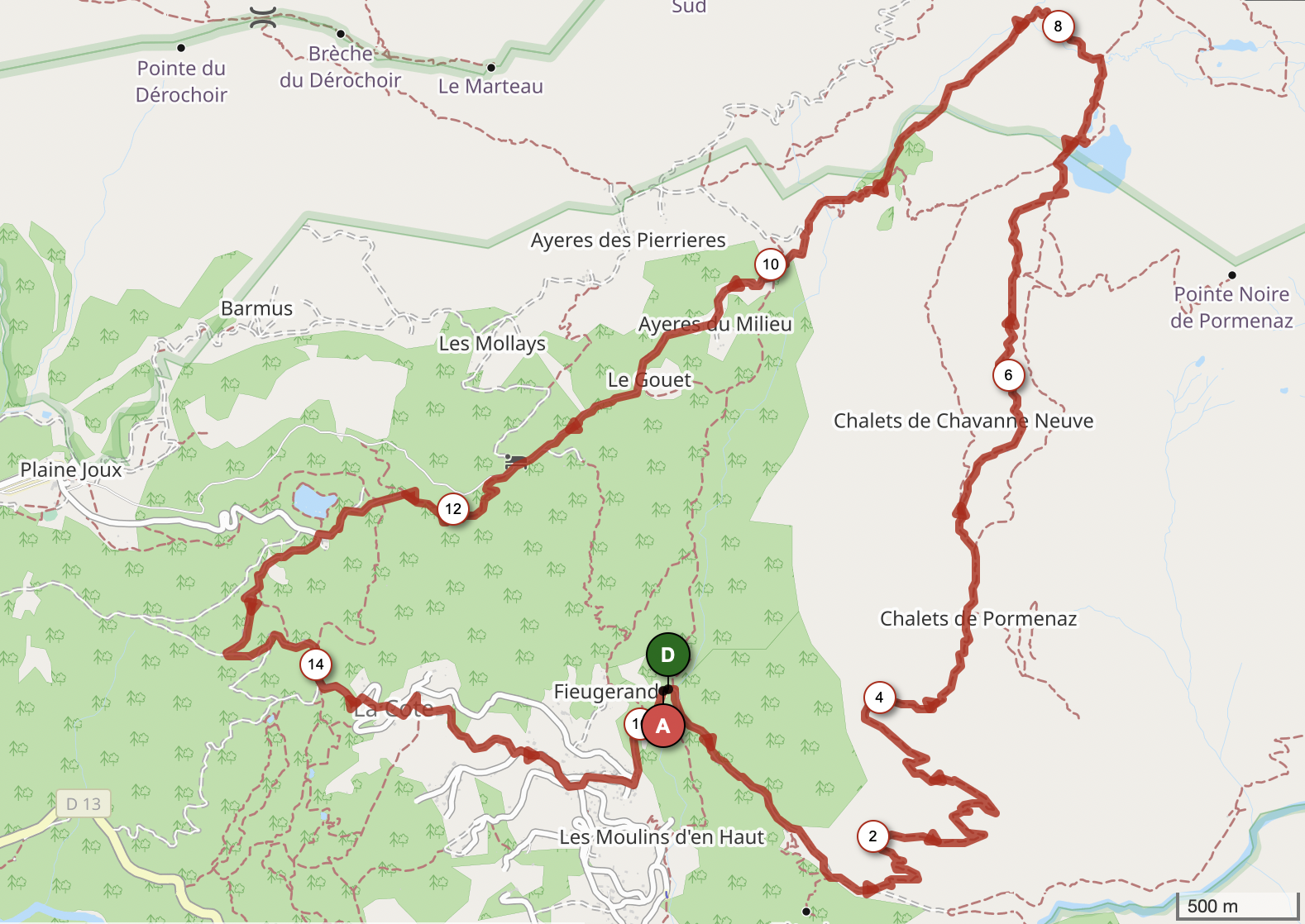 CHALETS ET LAC DE PORMENAZ — carte