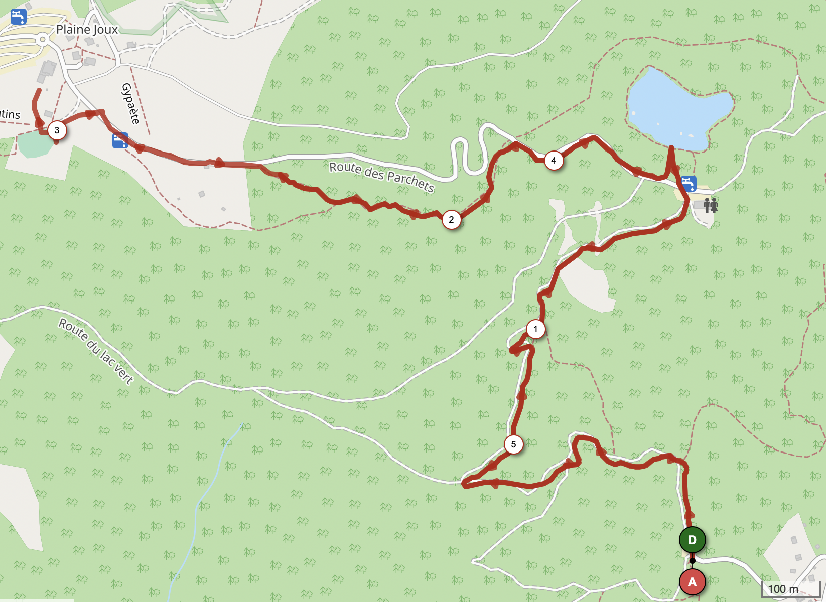 LAC VERT ET PLAINE JOUX DEPUIS LA CÔTE — carte