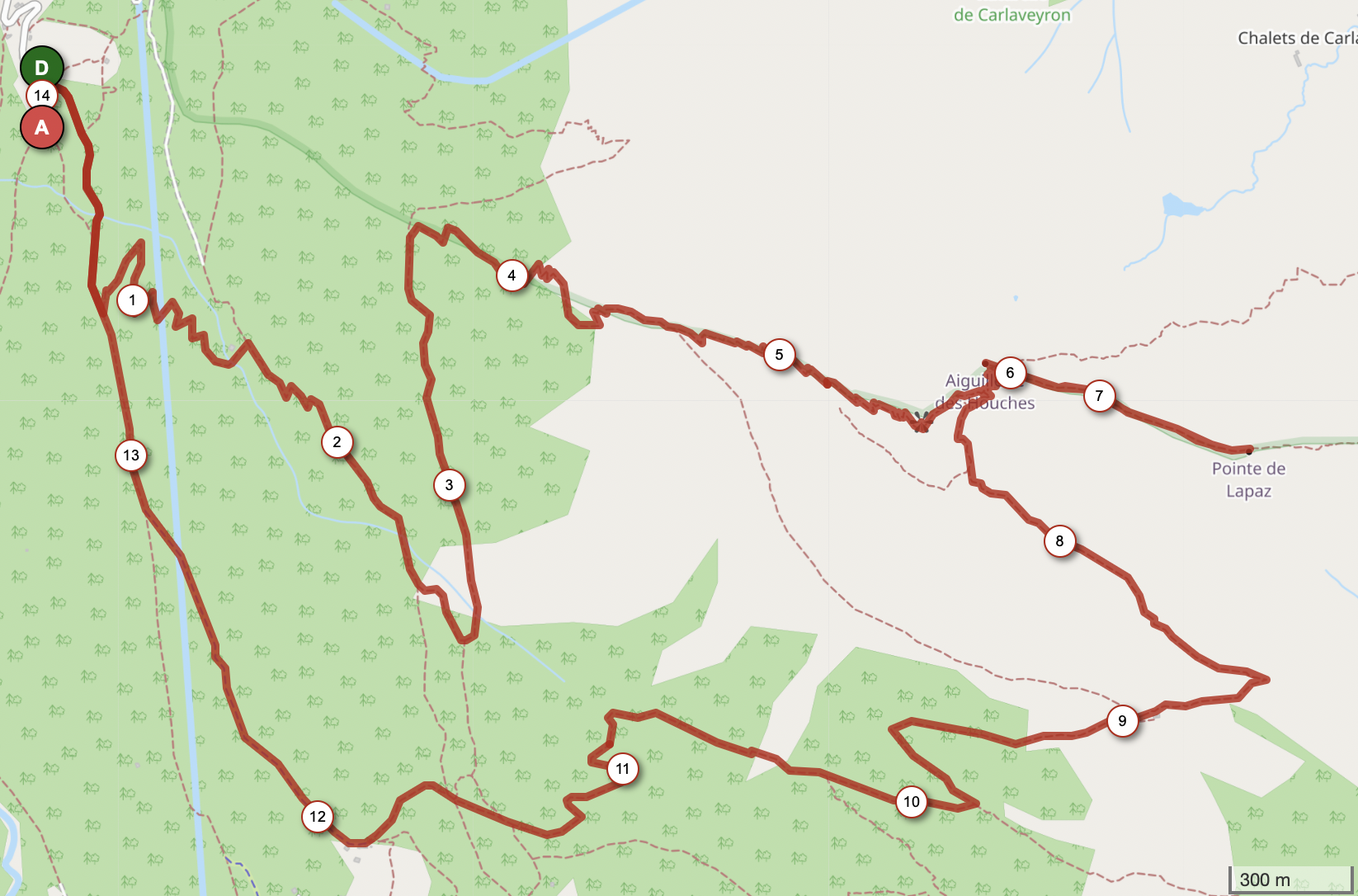 AIGUILLETTES DES HOUCHES ET POINTE DE LAPAZ — carte