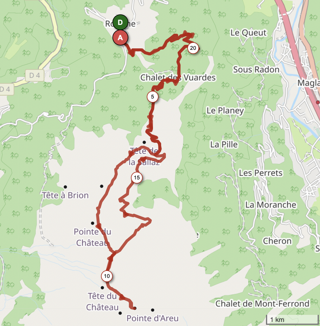 POINTE D’AREU PAR ROME SUR CLUSES — carte