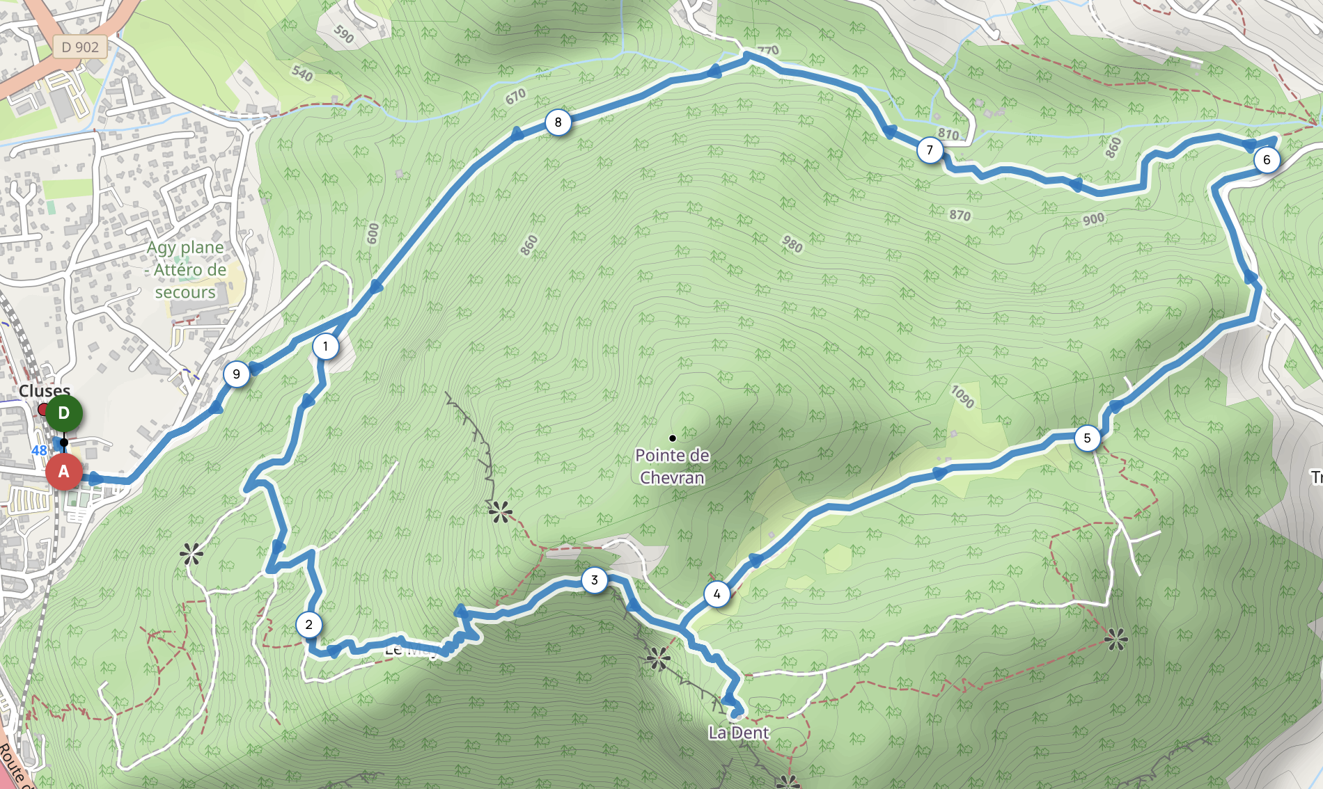 LA DENT DEPUIS CLUSES — carte