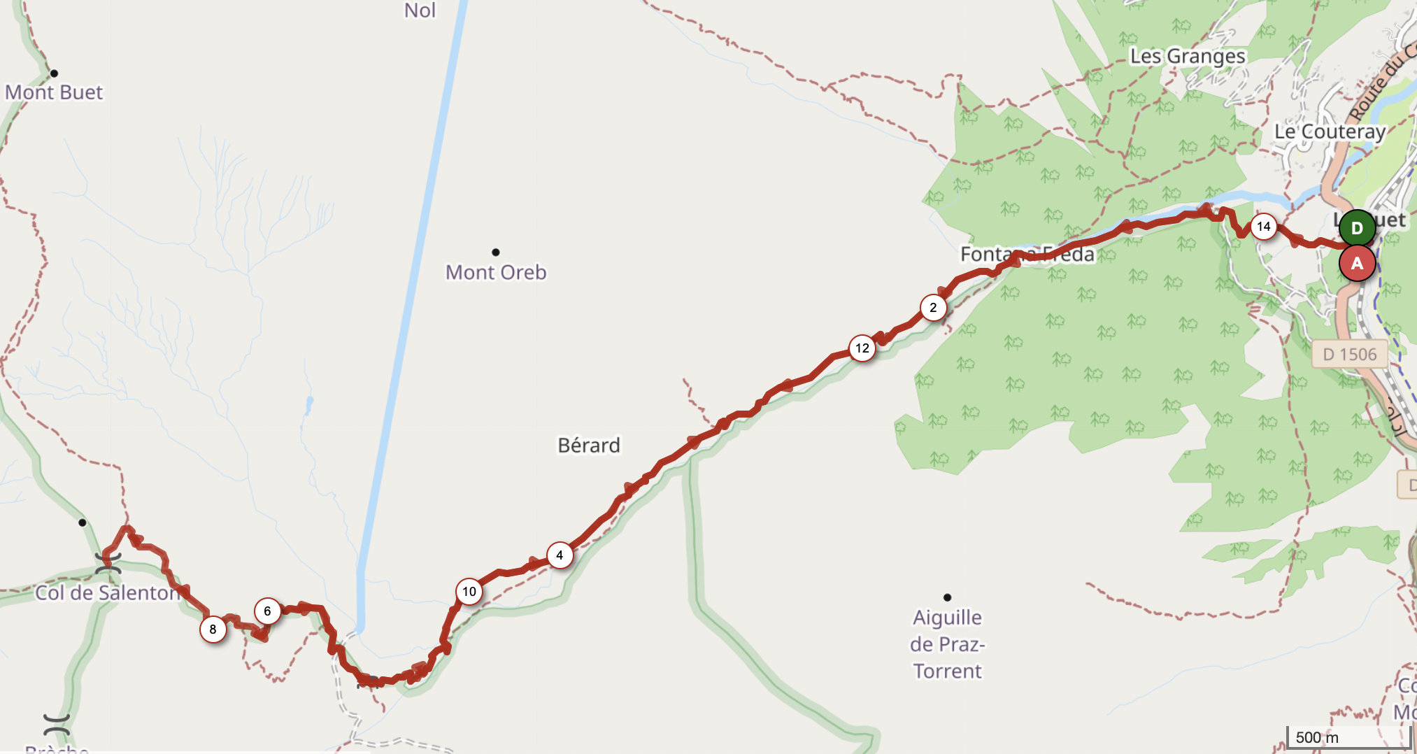 COL DE SALENTON ET REFUGE DE LA PIERRE À BÉRARD — carte