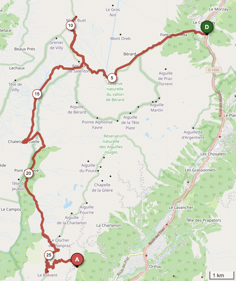 AIGUILLES ROUGES - MONT BUET ET MONT BRÉVENT — carte