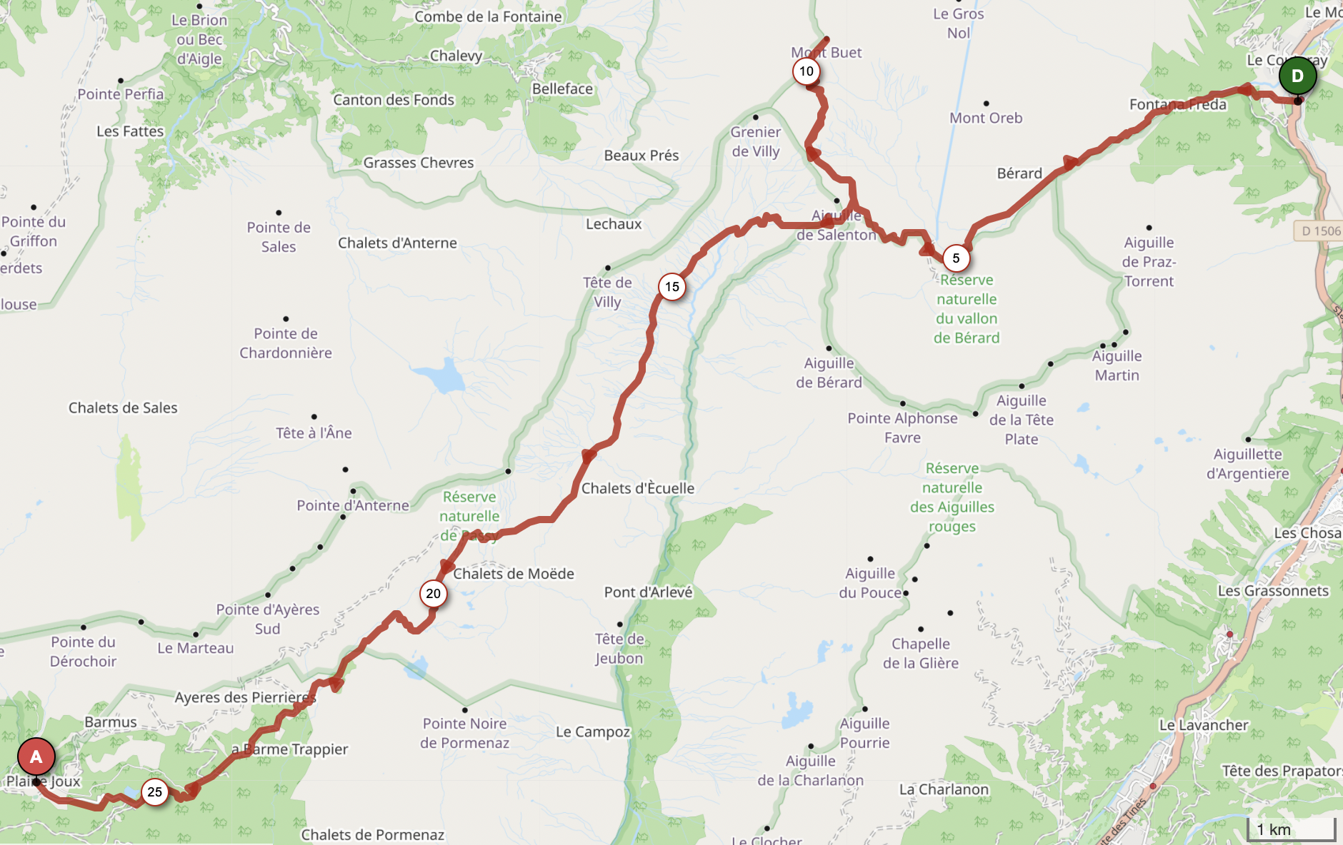 AIGUILLES ROUGES - MONT BUET À PASSY — carte